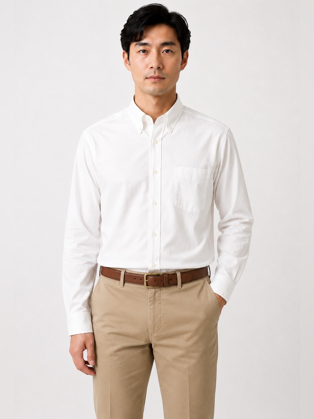 ENRO Perfect Pinpoint Oxford Button Down Shirt White 16 34-35 Cotton Men’s SZ L